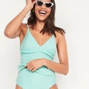 Old Navy V-Neck Ruffle-Trimmed Tankini Swim Top NWOT